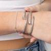 Floral Nail Bangle Silver